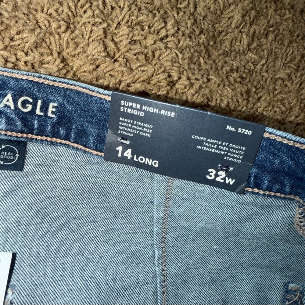 Women’s American Eagle Baggy Straight Jeans Size 14 Long - Picture 7 of 9